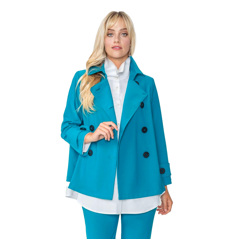 IC Collection Double-Breasted Jacket in Teal  - 5545J-TL