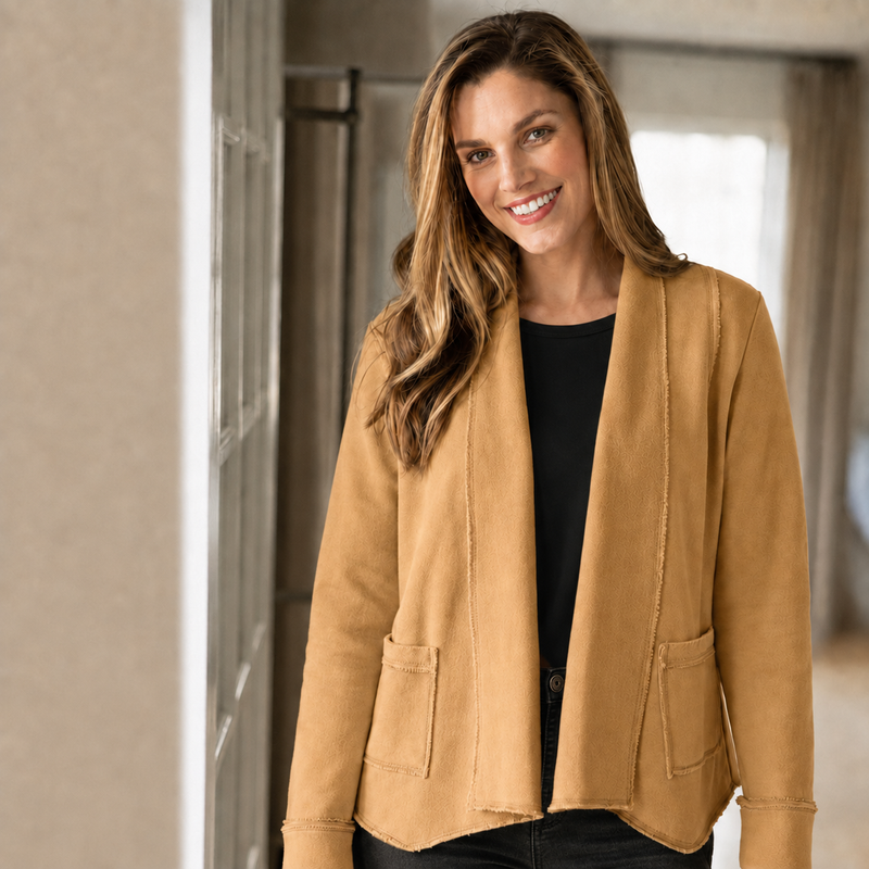 Color-Washed French Terry Cardigan - 28097