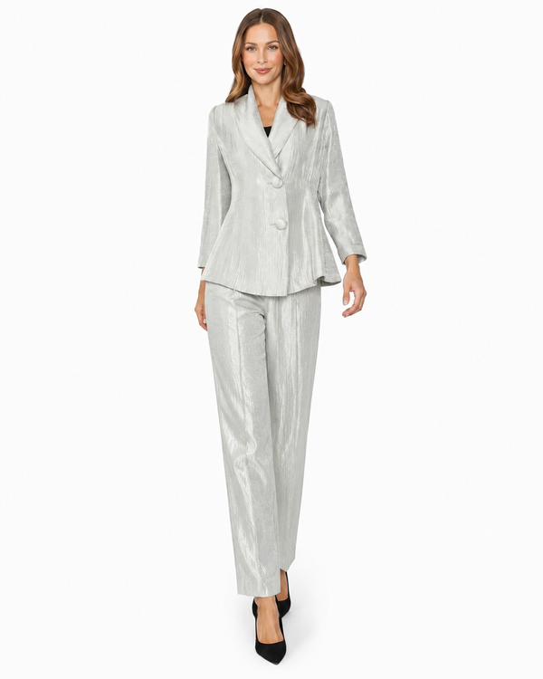 Straight Leg Pant in Silvery Taupe - 7630P