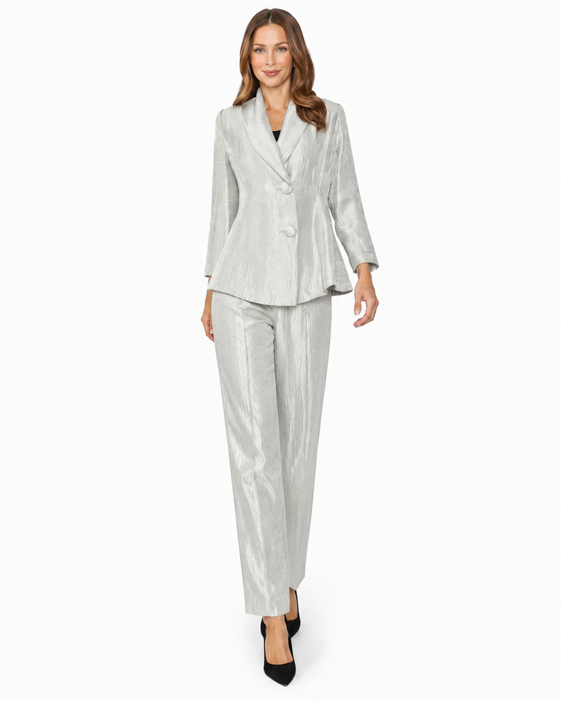 Straight Leg Pant in Silvery Taupe - 7630P