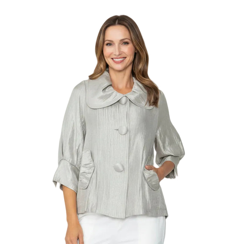 Elegant Three-Button Jacket in Silvery Taupe - 7639J