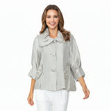 Elegant Three-Button Jacket in Silvery Taupe - 7639J