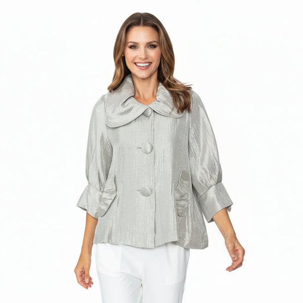 Elegant Three-Button Jacket in Silvery Taupe - 7639J