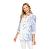 Floral Crinkled Cotton Shirt in Twilight - 76517-TW - Sizes XS & S Only!