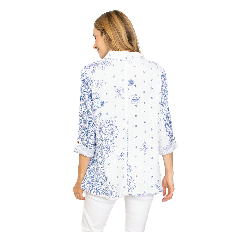 Habitat Floral Cotton Shape Shirt in Twilight - 76517-TW