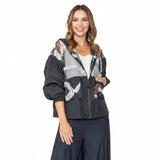 Organza Trim Detail Jacket in Black/Multi - 7695J