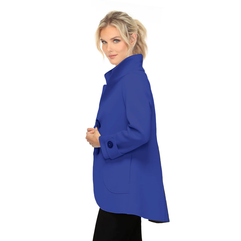 Techno Knit Sculpted Button Jacket in Royal Blue - 7509J-BLU