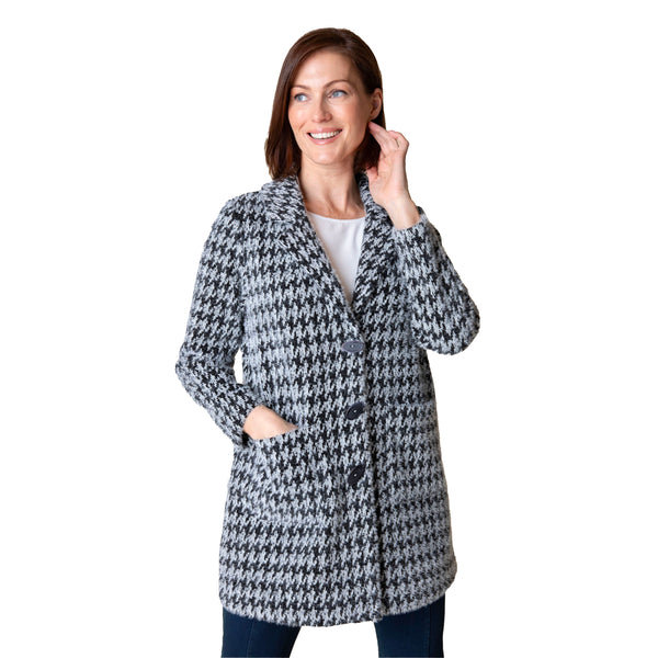 Habitat Chenille Houndstooth Car Coat in Black - 49345-BLK