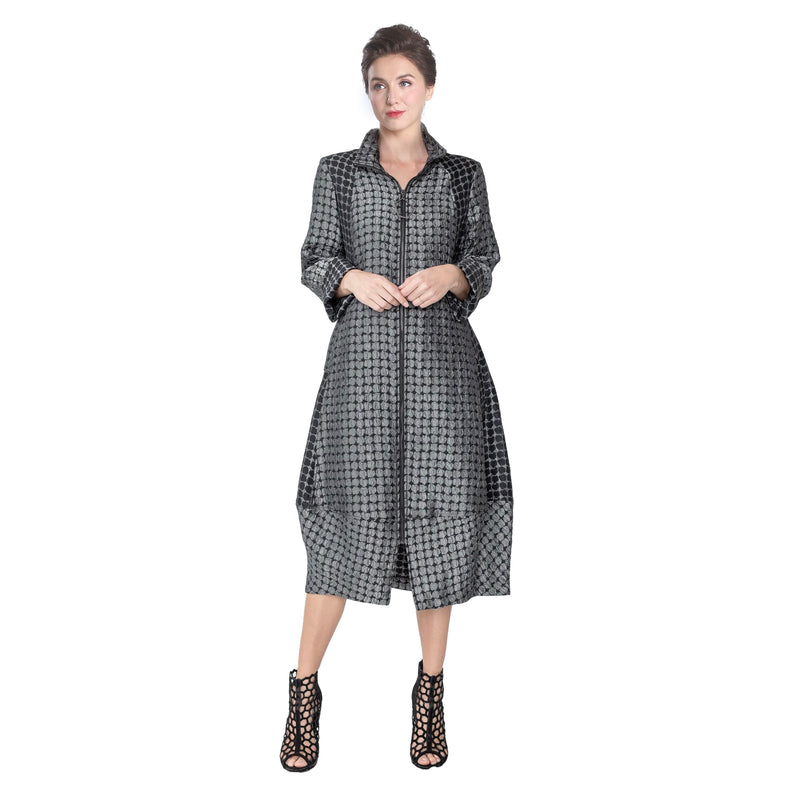 IC Collection Two-Tone Midi Jacket/Dress in Grey/Black - 4534J