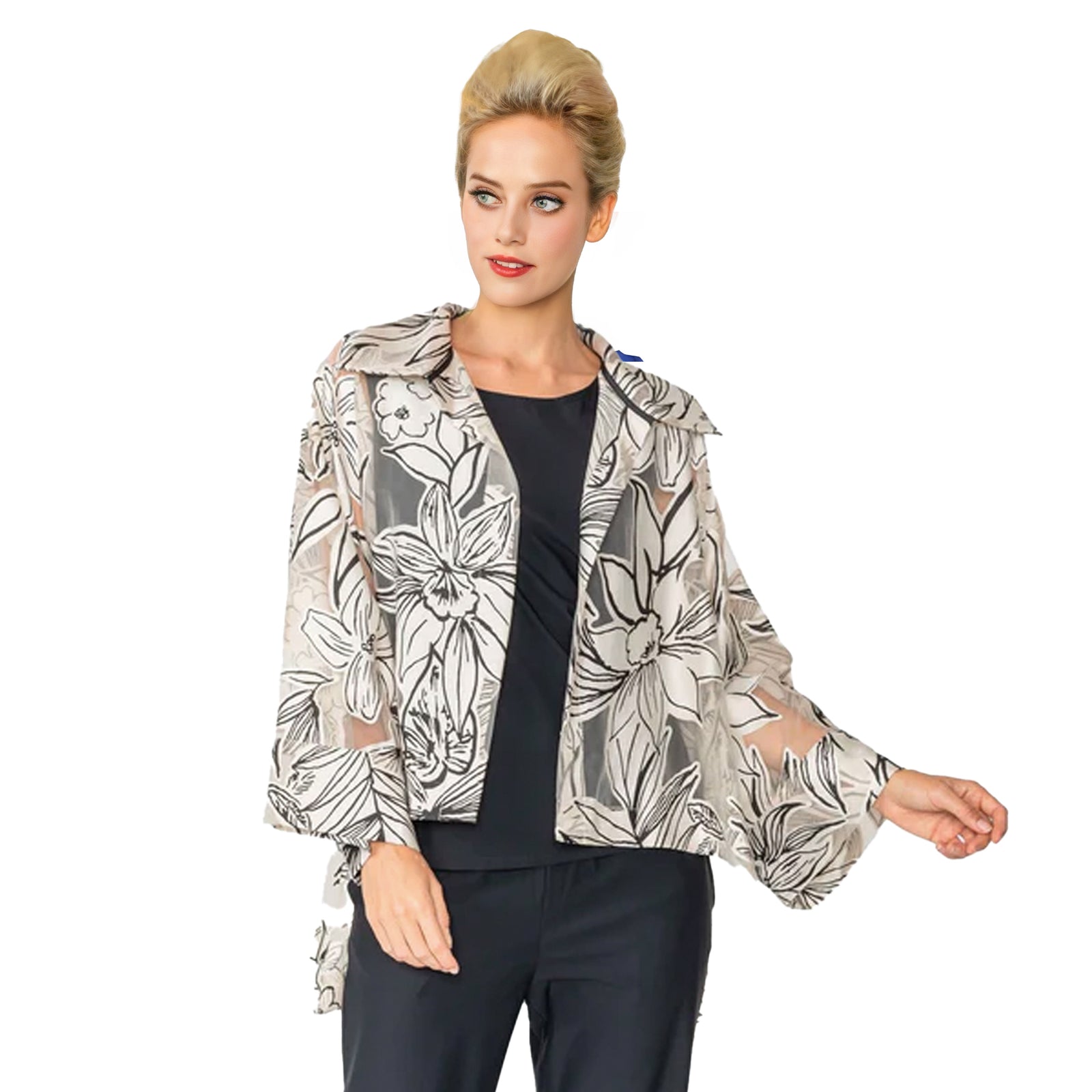 Sheer floral jacket deals