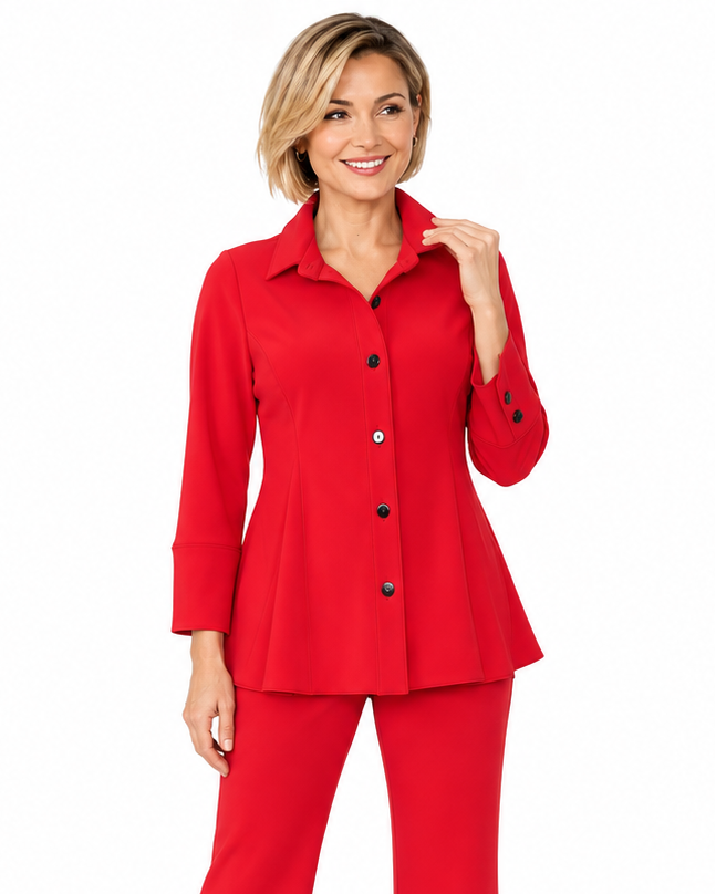 Contrast-Stitch Soft Knit Shirt Jacket - 7709J