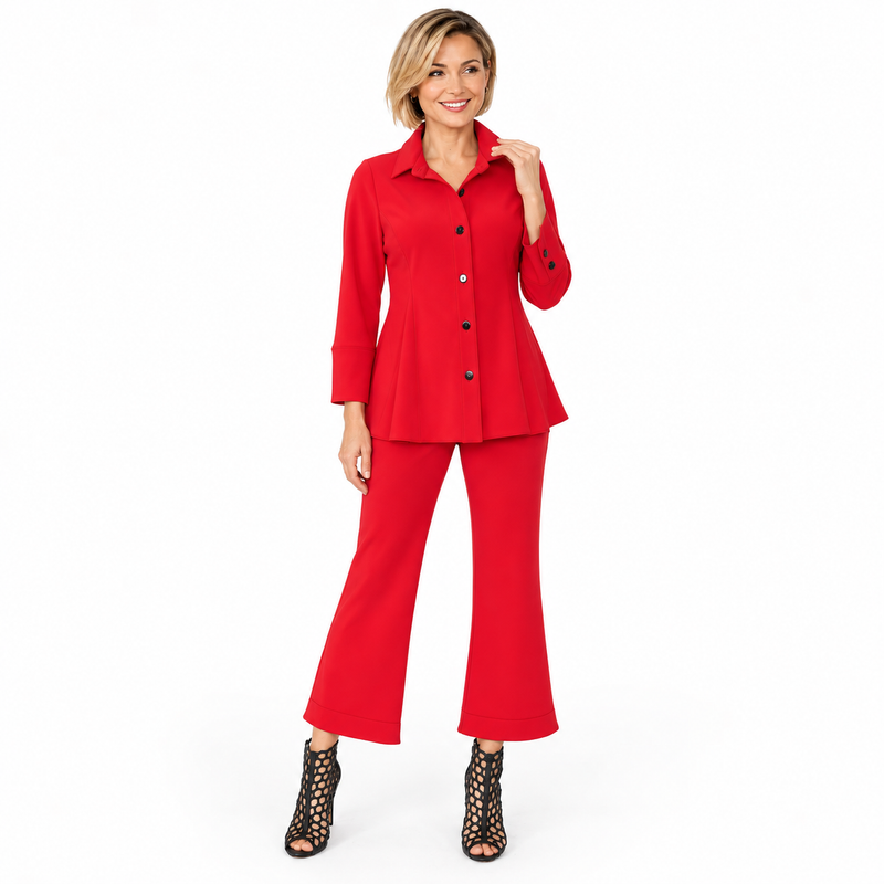 Contrast-Stitch Soft Knit Shirt Jacket - 7709J
