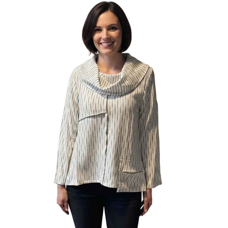 Textured Stripe Cowl Neck Tunic  - 7727ST