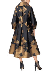Just In! Floral Jacquard Statement Dress/Jacket in Black & Gold - 7758J