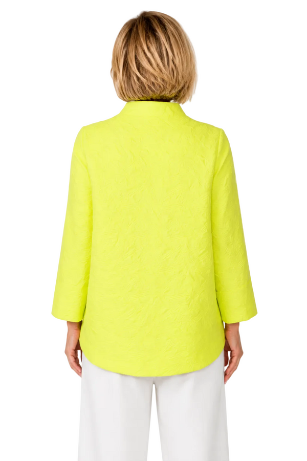 Textured Asymmetric Jacket in Citron - 6439J-NN - Size L Only!