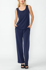 Soft Stretch Knit TANK & PANT Set in Navy - 7760TP-NVY