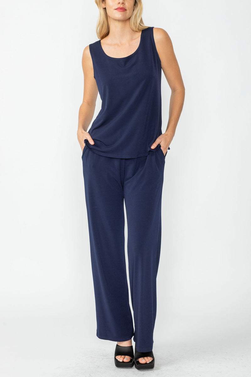 Soft Stretch Knit TANK & PANT Set in Navy - 7760TP-NVY