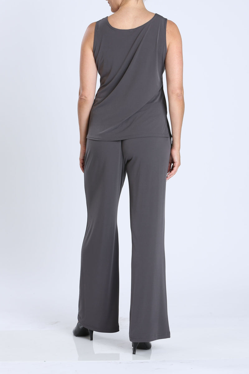 IC Collection Soft Stretch Knit TANK & PANT Set in Charcoal - 7760TP-CHAR