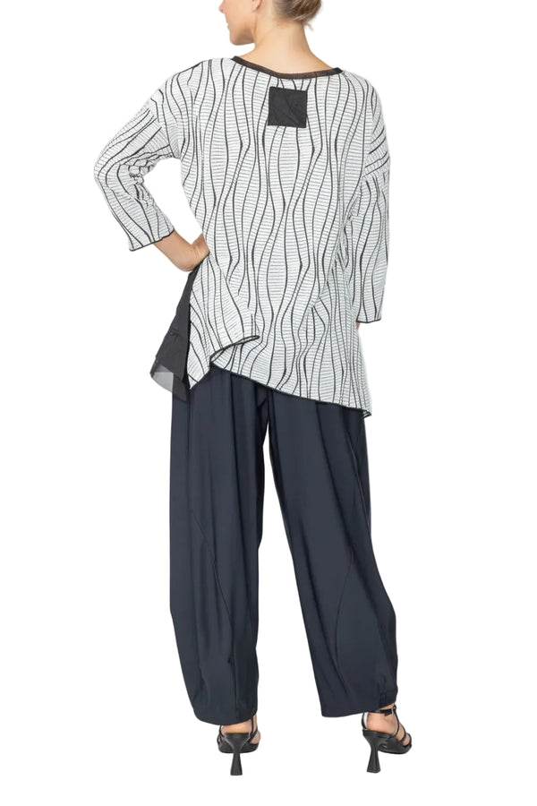 Wavy Stripe Mixed Media Tunic -7788T