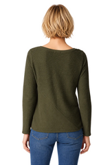 Mixed Direction Ribbed Cotton Top in Forest Green - 16030