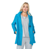 Jacquard One-Button Jacket in Turquoise - 6290J-TQ