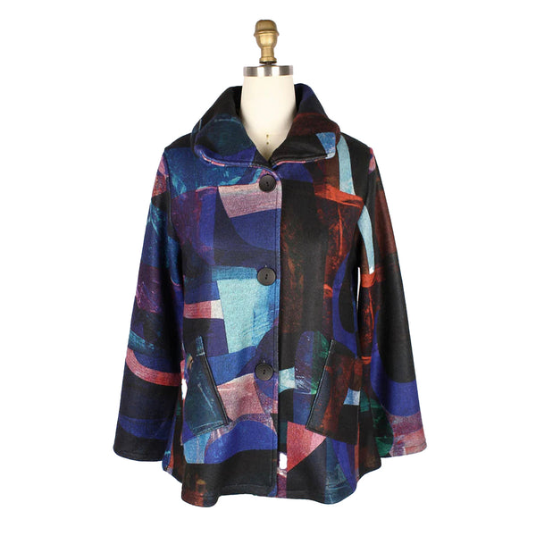 Colorblock Modern Art-Print Soft Flannel Jacket in Blue/Multi - 4911 - Sizes L - XXL