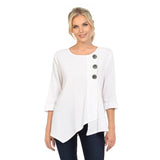 Focus Cotton Ribbed Tunic Top in White - CG102-WT
