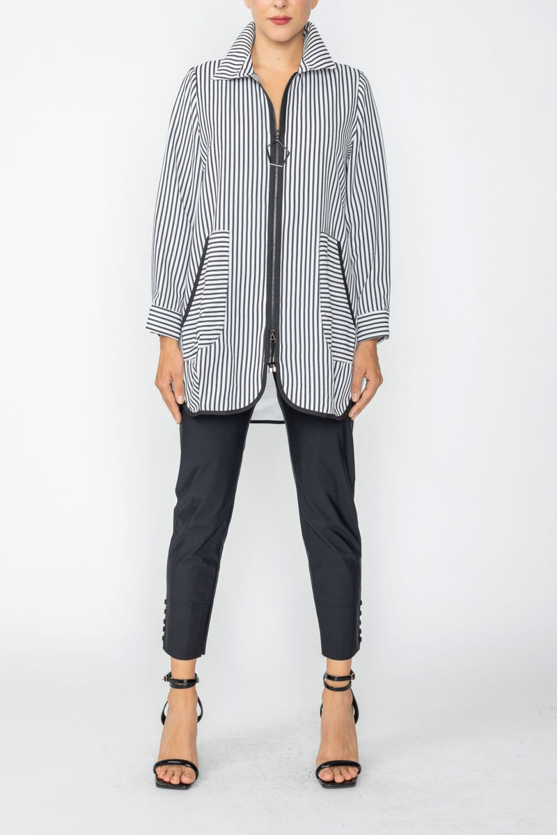 Mixed Direction Zip Front Tunic Jacket in Black & White - 7830J