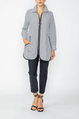 Mixed Direction Zip Front Tunic Jacket in Black & White - 7830J