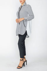 Mixed Direction Zip Front Tunic Jacket in Black & White - 7830J