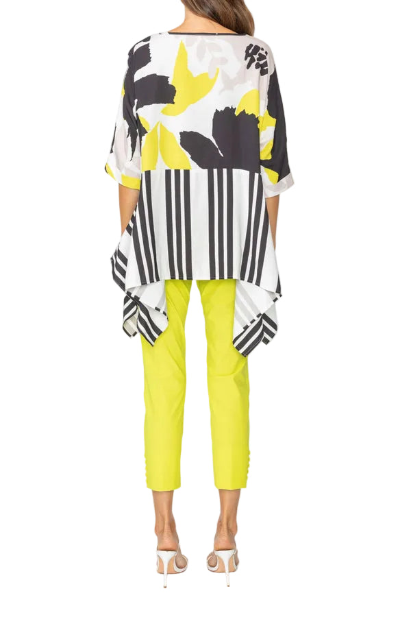 Floral & Stripe Asymmetric Tunic  - 7862T