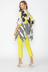 Floral & Stripe Asymmetric Tunic  - 7862T