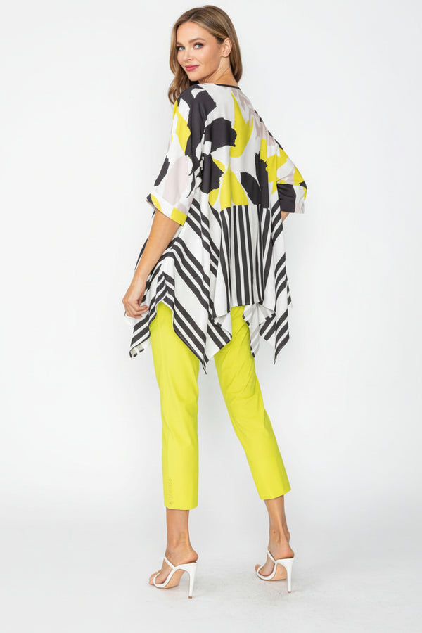 Floral & Stripe Asymmetric Tunic  - 7862T