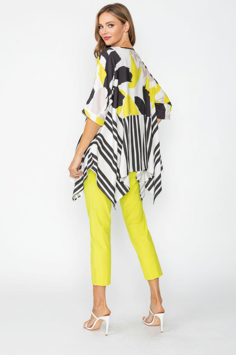 Floral & Stripe Asymmetric Tunic  - 7862T