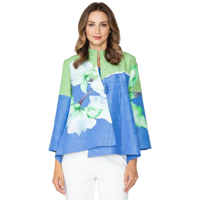 Statement Floral Placement Asymmetric Jacket - 7887J