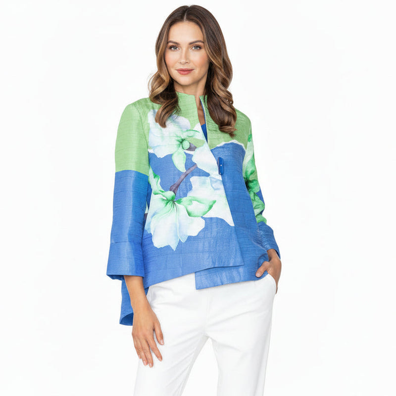 Statement Floral Placement Asymmetric Jacket - 7887J