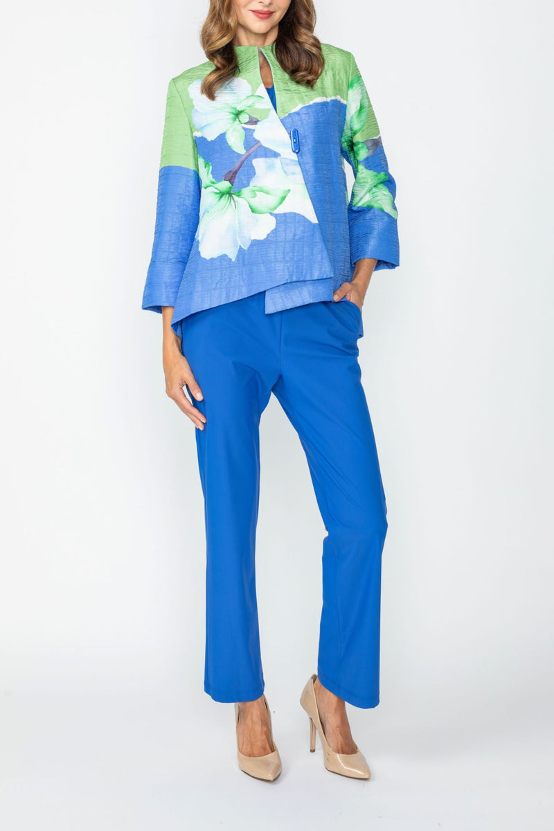 Statement Floral Placement Asymmetric Jacket - 7887J
