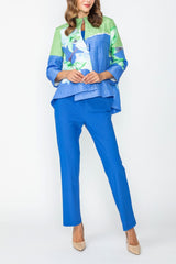 Statement Floral Placement Asymmetric Jacket - 7887J