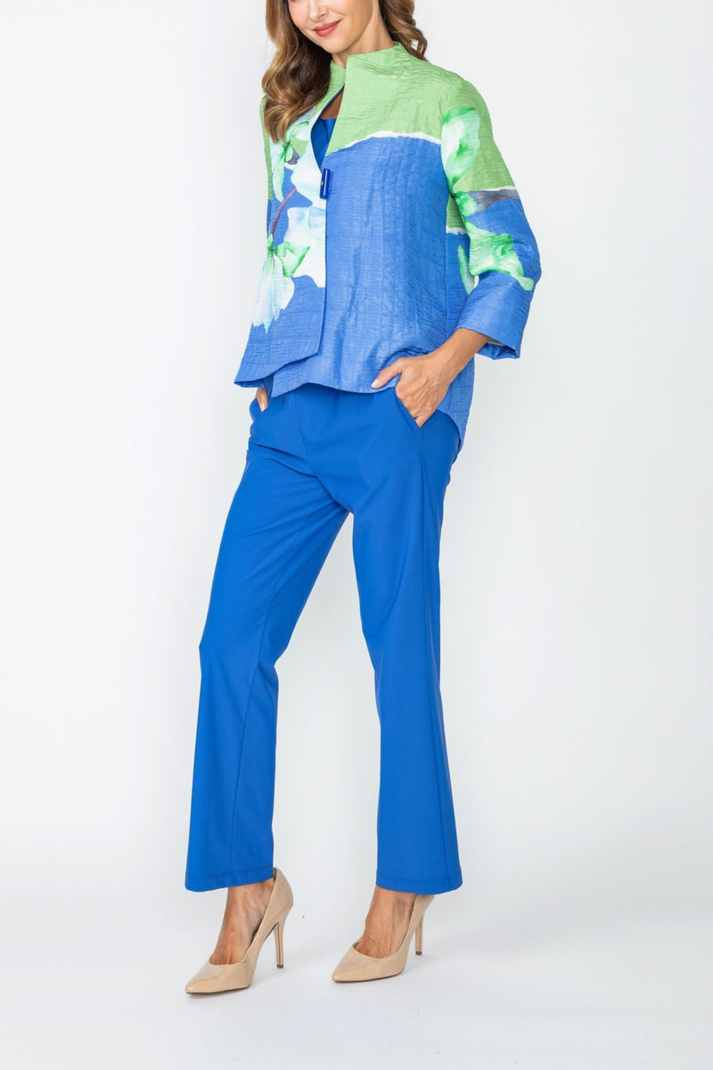 Statement Floral Placement Asymmetric Jacket - 7887J