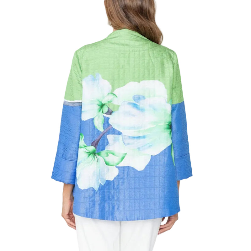 Statement Floral Placement Asymmetric Jacket - 7887J