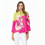 Statement Floral Placement Asymmetric Jacket - 7887J