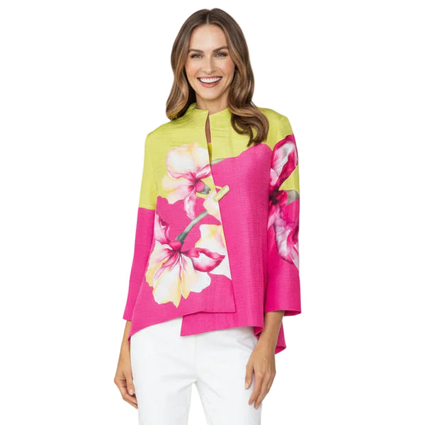 Statement Floral Placement Asymmetric Jacket - 7887J-PNK