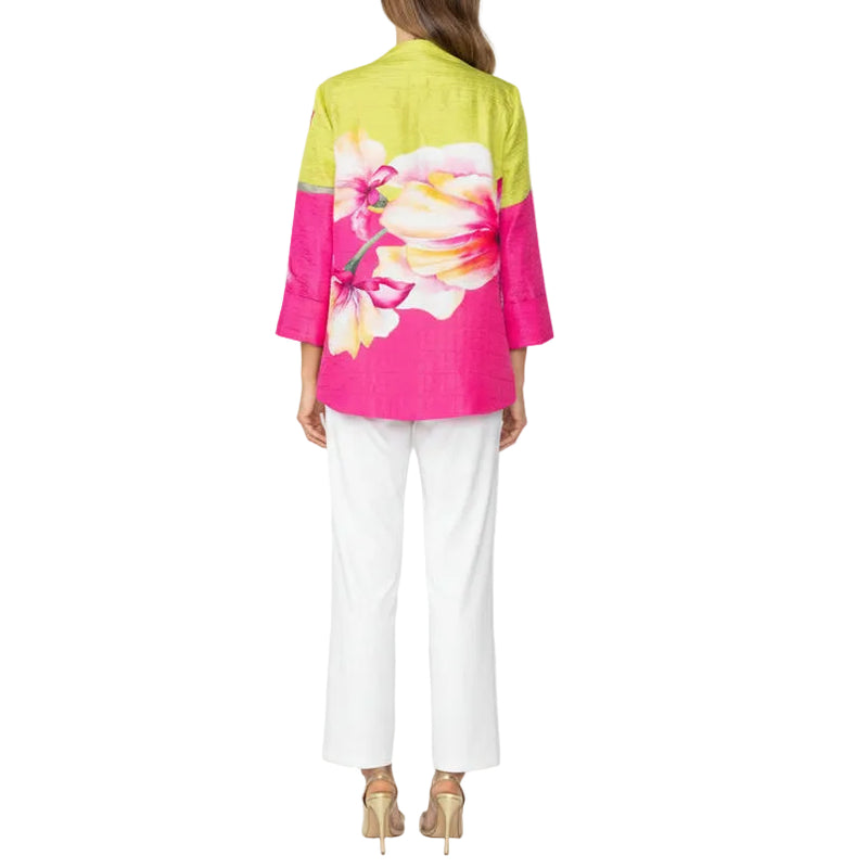 Statement Floral Placement Asymmetric Jacket - 7887J