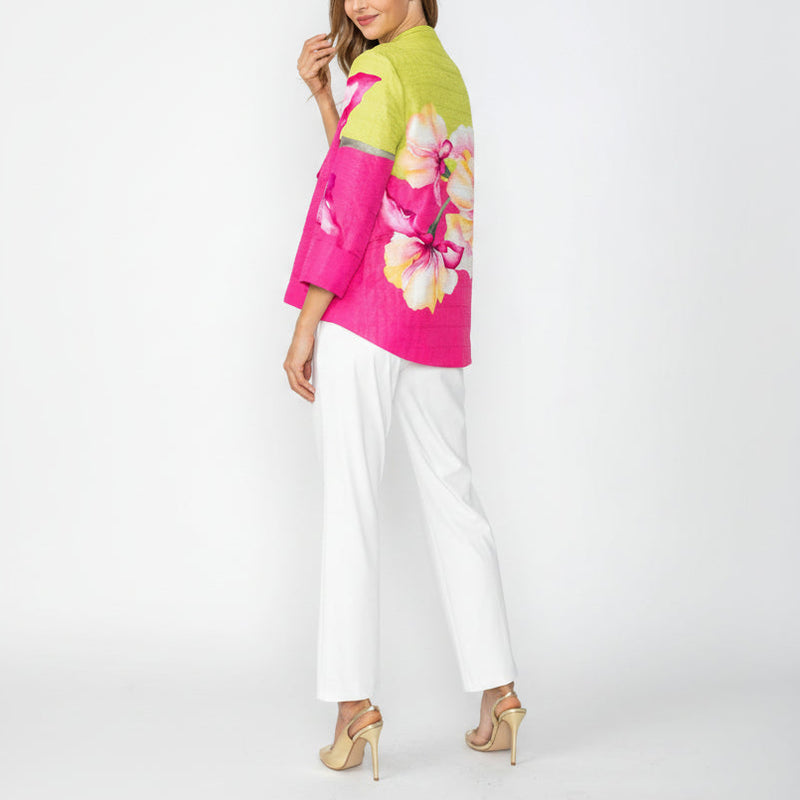 Statement Floral Placement Asymmetric Jacket - 7887J