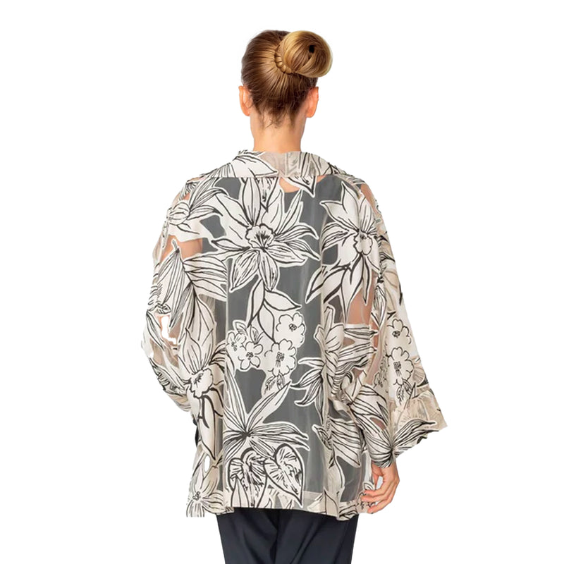 IC Collection Sheer Floral Print  High-Low Jacket -  6154J