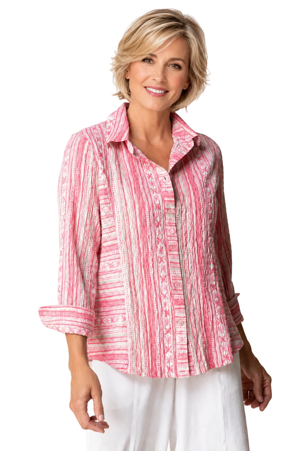 St. Tropez Stripe Shirt In Coral Multi - 40119