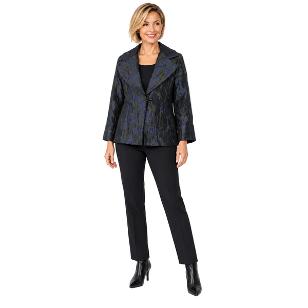 Just In! Textured Jacquard One-Button Jacket in Navy - 7946J