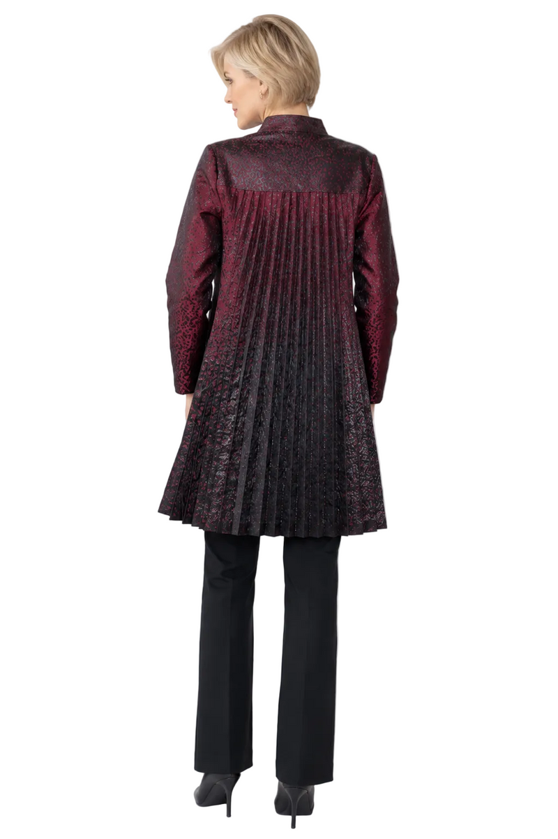 Just In! Textured Jacquard Ombre Shimmer Jacket in Wine - 7956J