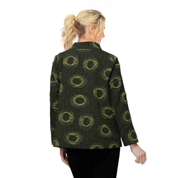 Circular Two-Tone Button Front Jacket in Olive Green - 7593J-GRN