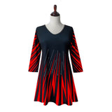 "Zig-Zag" Print V-Neck Tunic in Red/Black - 25783-TU-RD